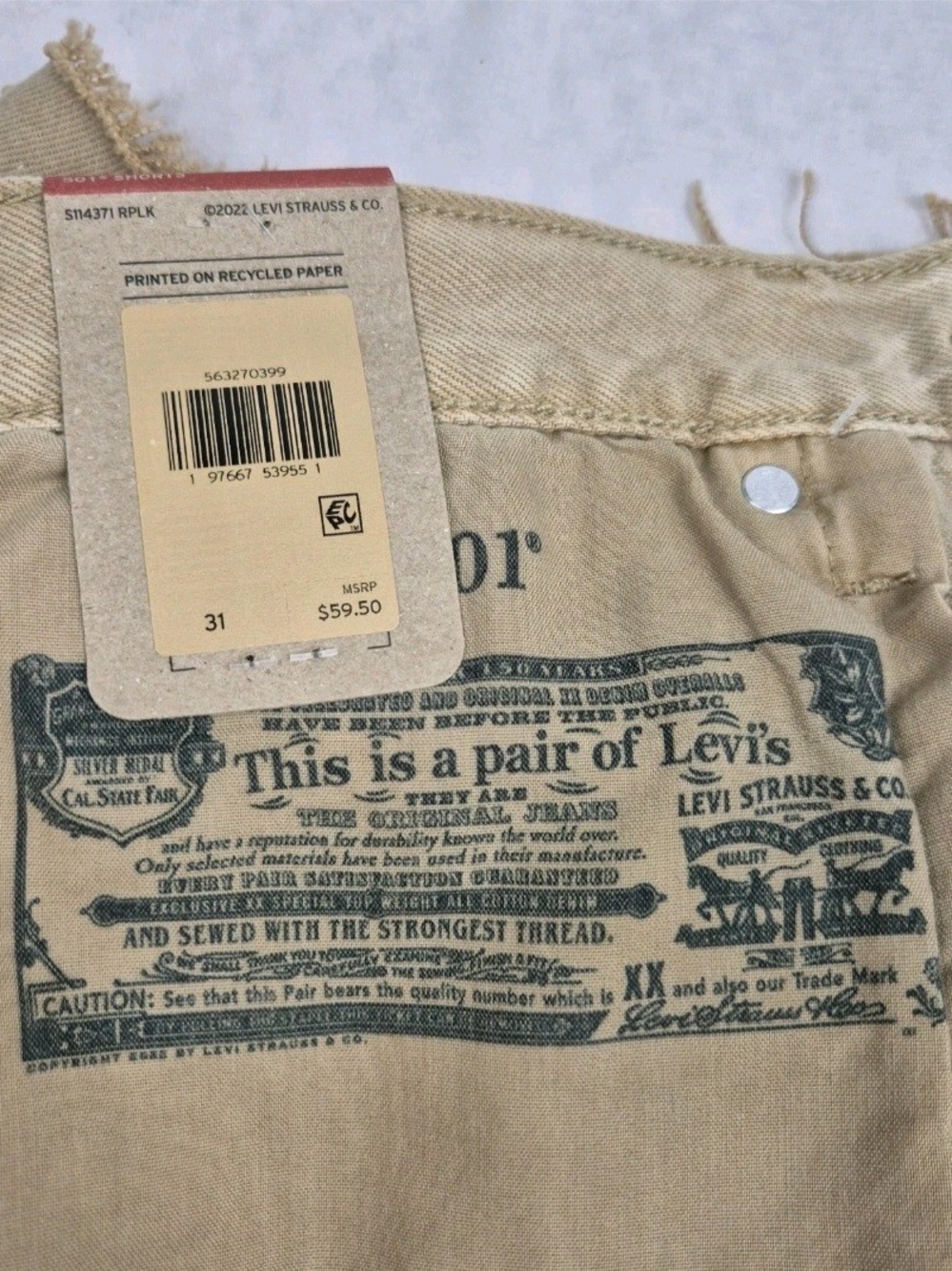 Levi’s 501 Women's Shorts Size 31 High Rise Raw Hem Distressed Light Brown 54 - Picture 6 of 10